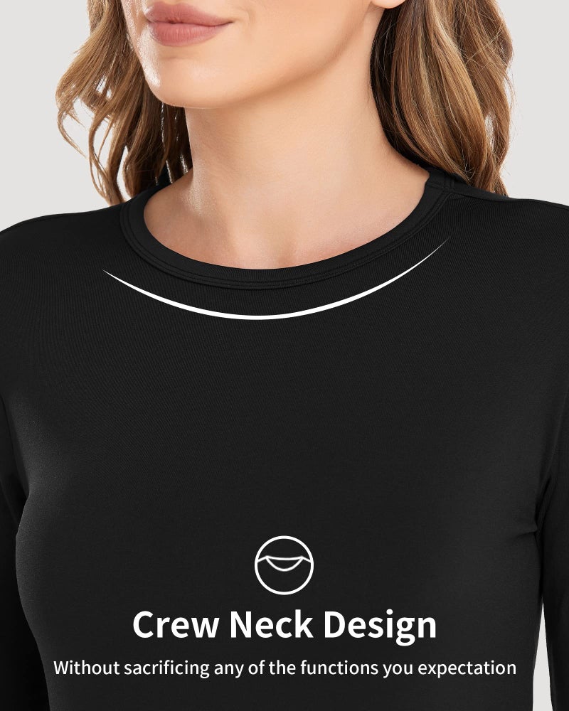 WEERTI ملابس داخلية حرارية WEERTI للنساء بنطلون طويل مع بطانة فليس للطبقة الأساسية للنساء في الطقس البارد، أسود - Image 2